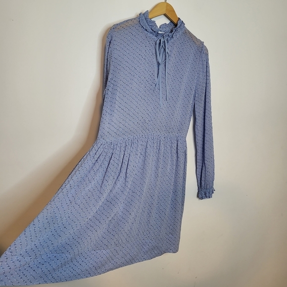 GANNI Sky Blue Printed Georgette Dress in Size  EUR 40/ US 8 - Picture 5 of 12